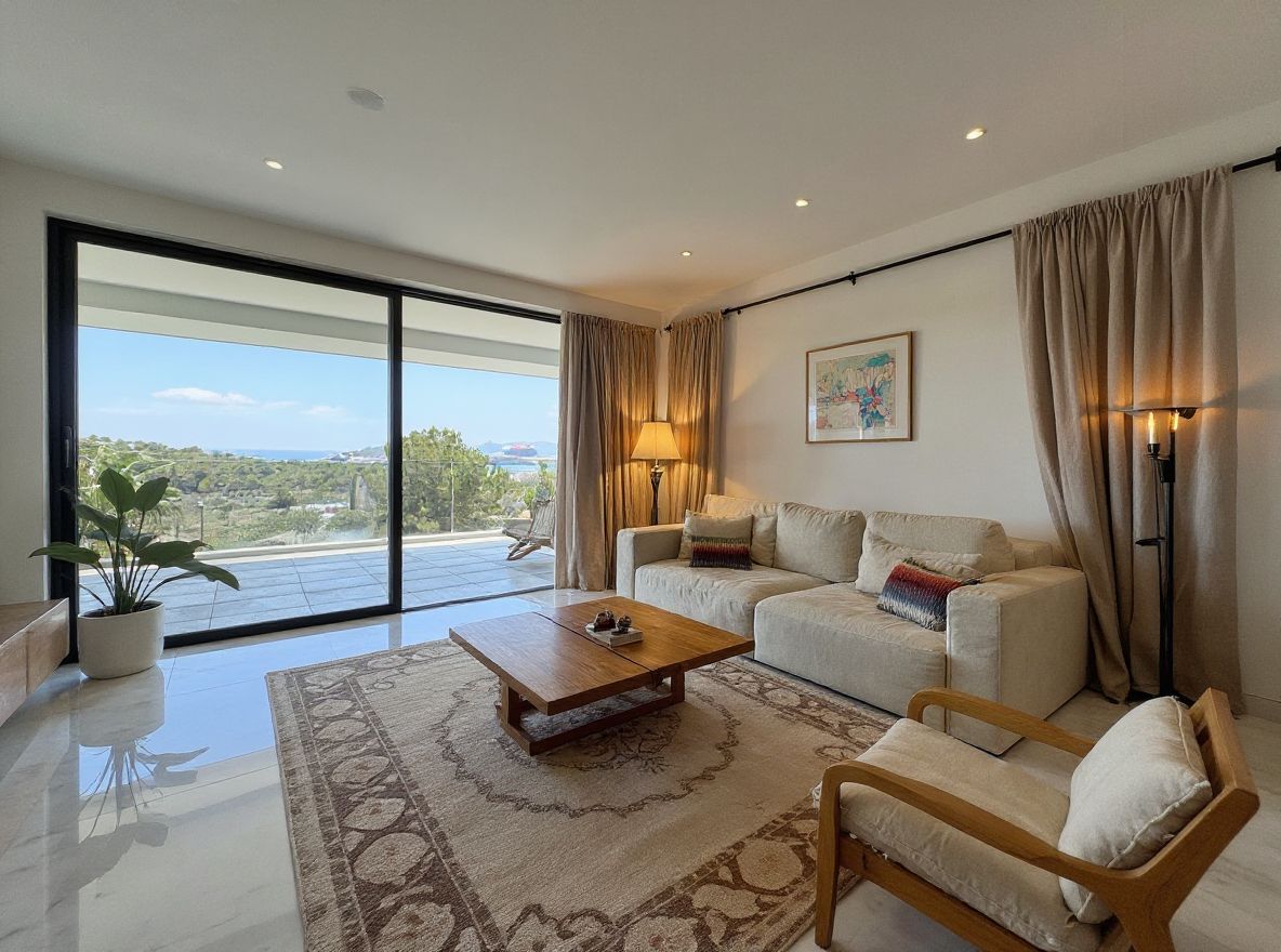 Eclectic Bedroom with Stunning Views and Cozy Accents
