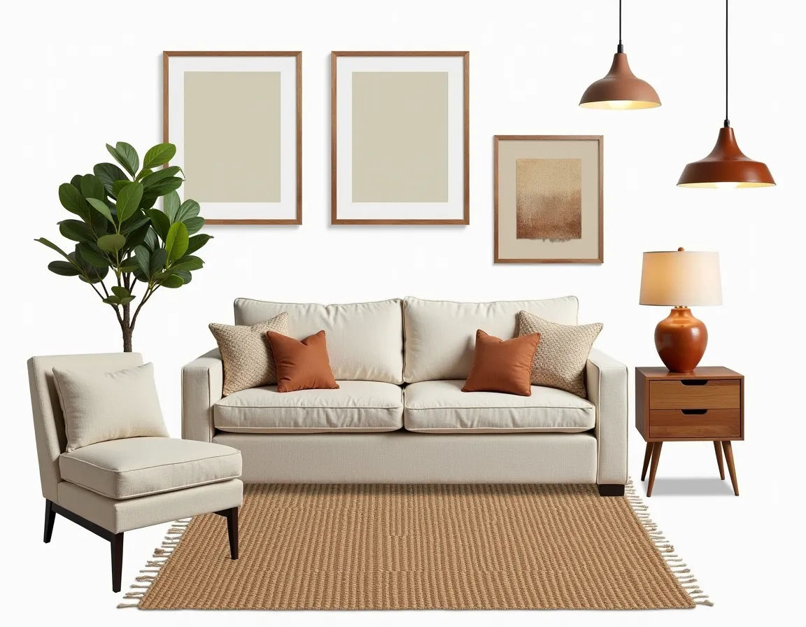 Cozy Bohemian Living Room with Natural Tones & Textures