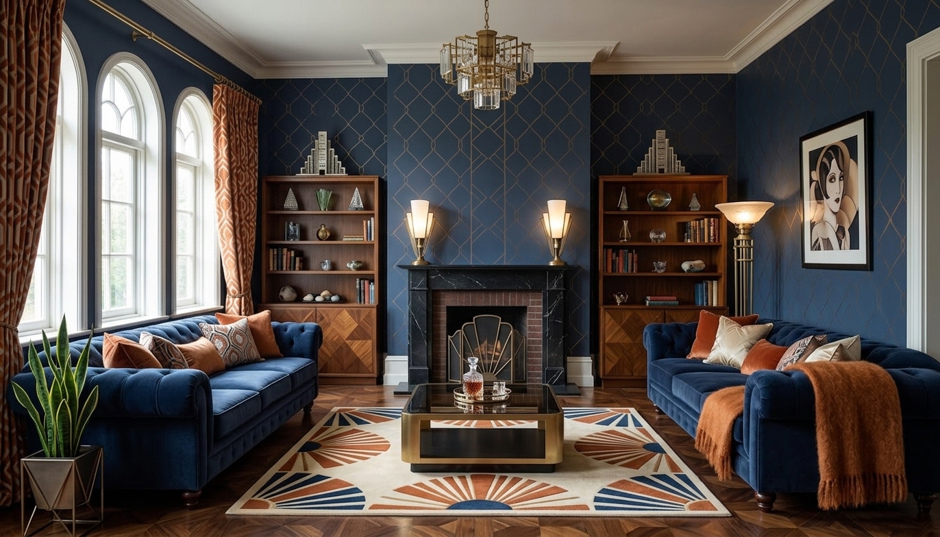 Dramatic Art Deco Living Room Transformation