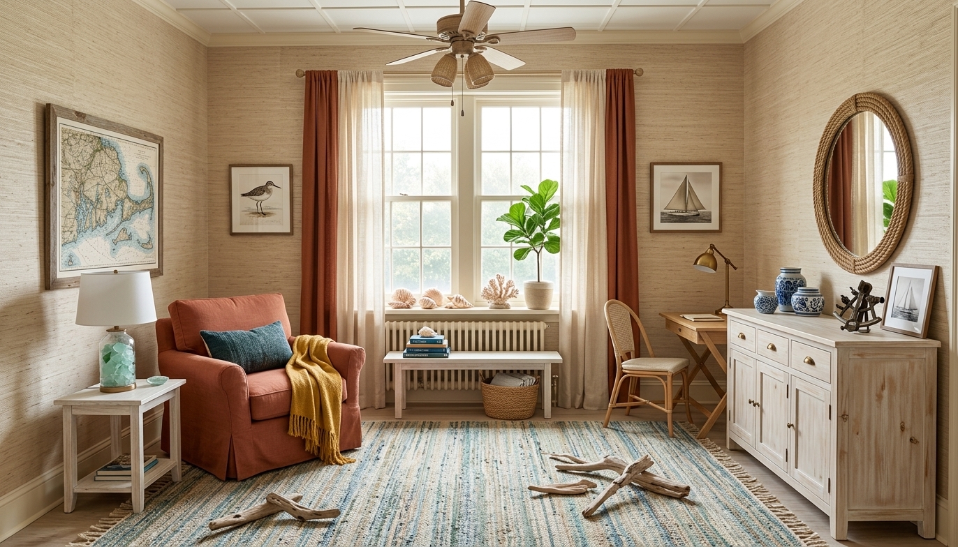 Bold Coastal Room Overhaul with Vibrant Earthy Tones