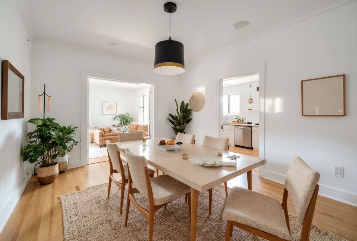 Sleek Mid-Century Modern Dining Room with Open Floor Plan