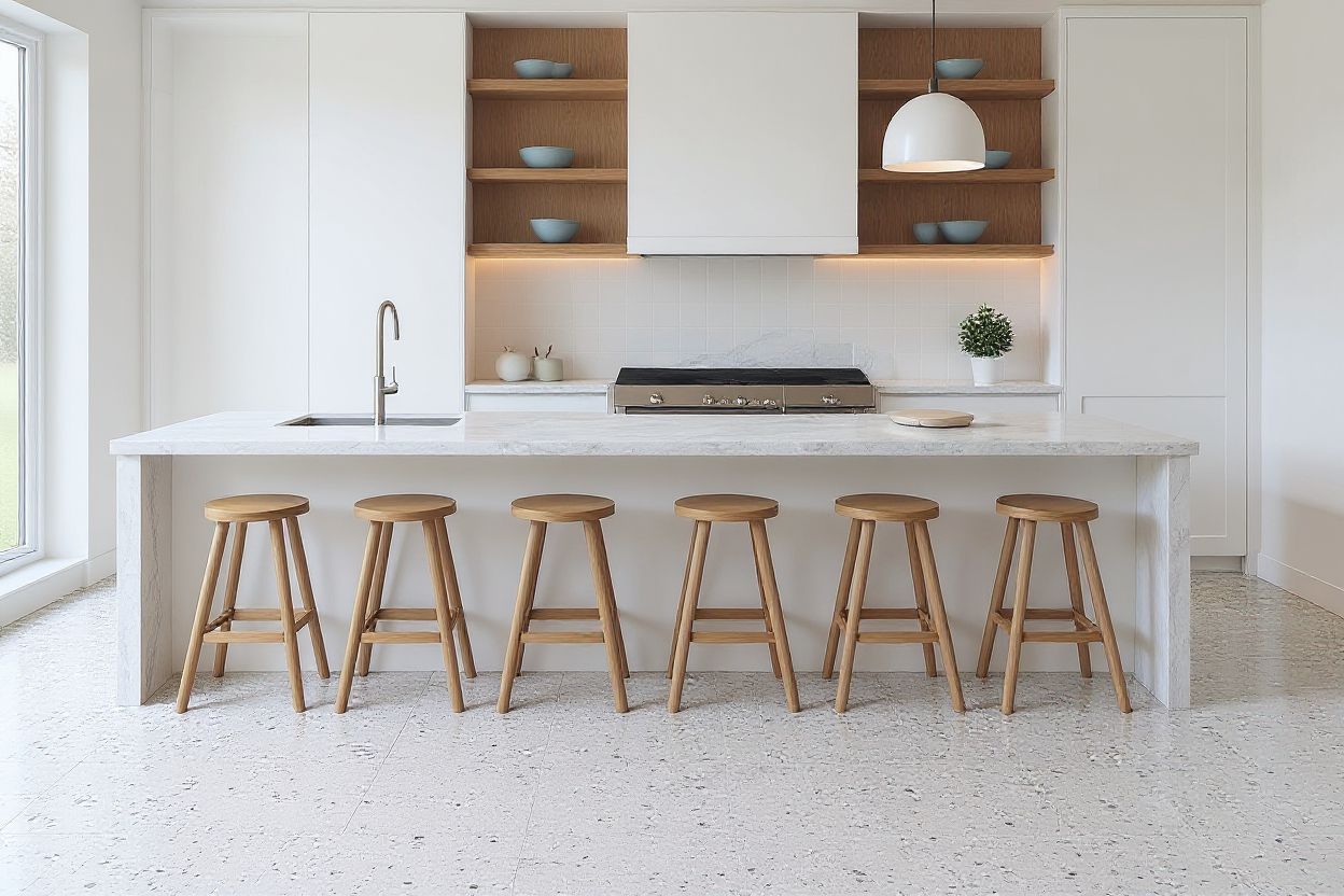 Sleek Modern Kitchen with Luxurious Marble & Terrazzo
