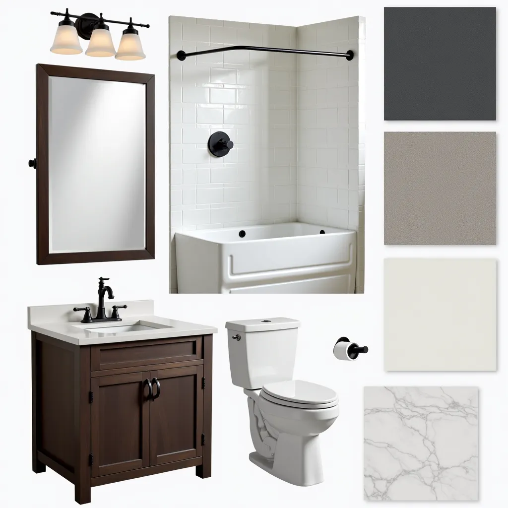 Transitional Bathroom Elegance: White & Grey Serenity
