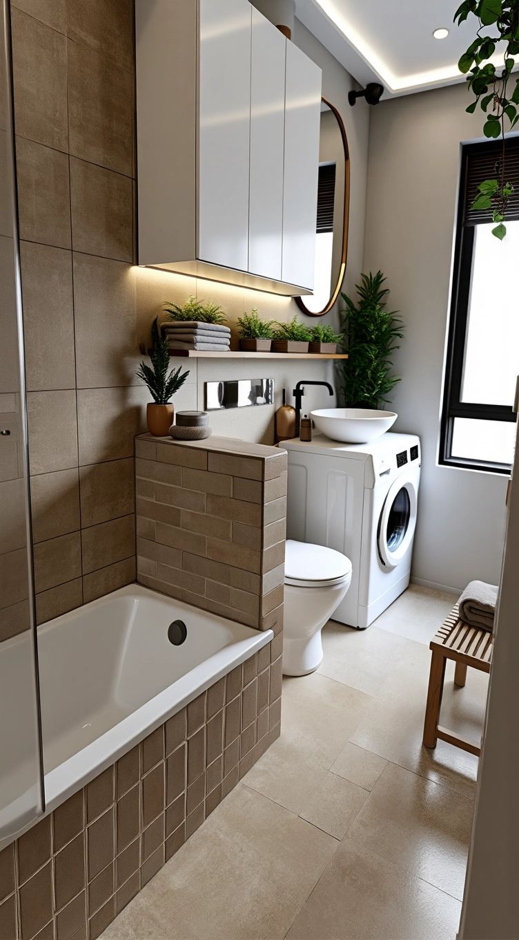 Elegant Modern Bathroom Makeover: White, Beige & Light Brown