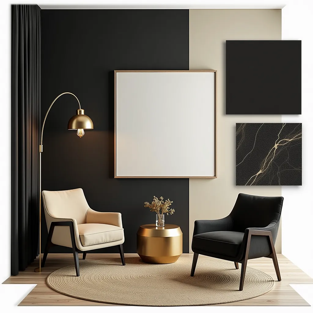 Modern Studio Design: Black, Gold & White Podcast Room