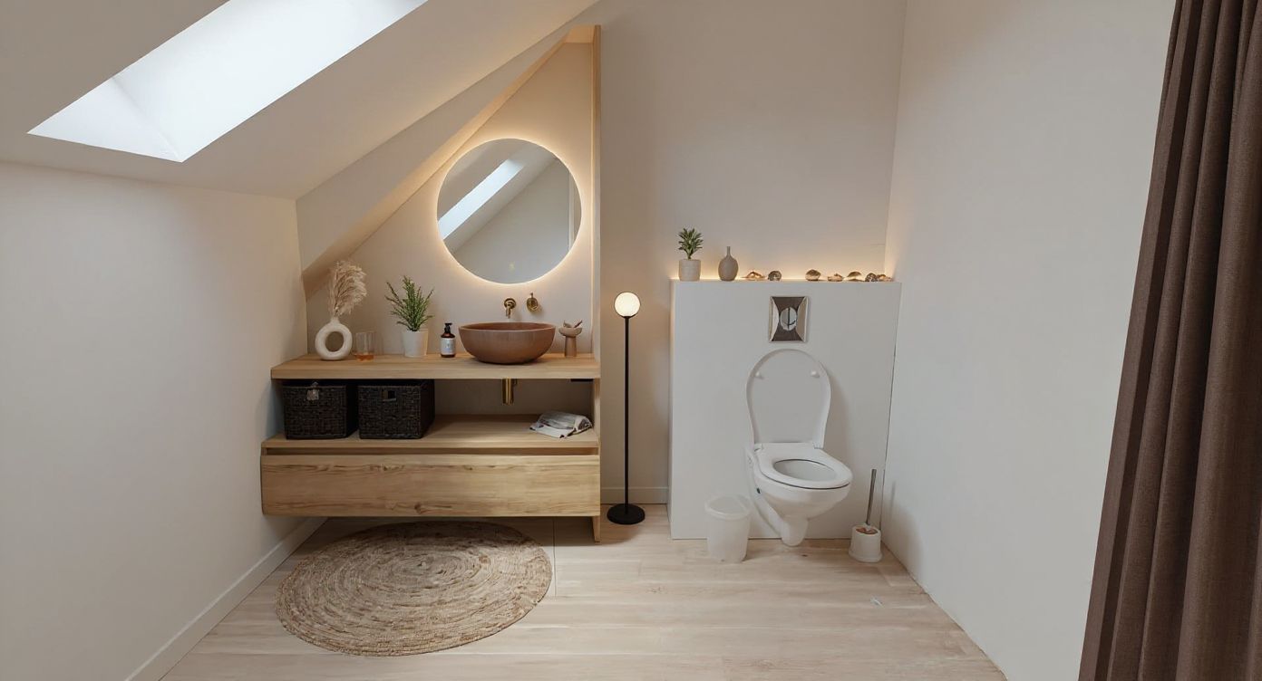 Contemporary Bathroom Oasis: White, Beige & Light Brown Delight