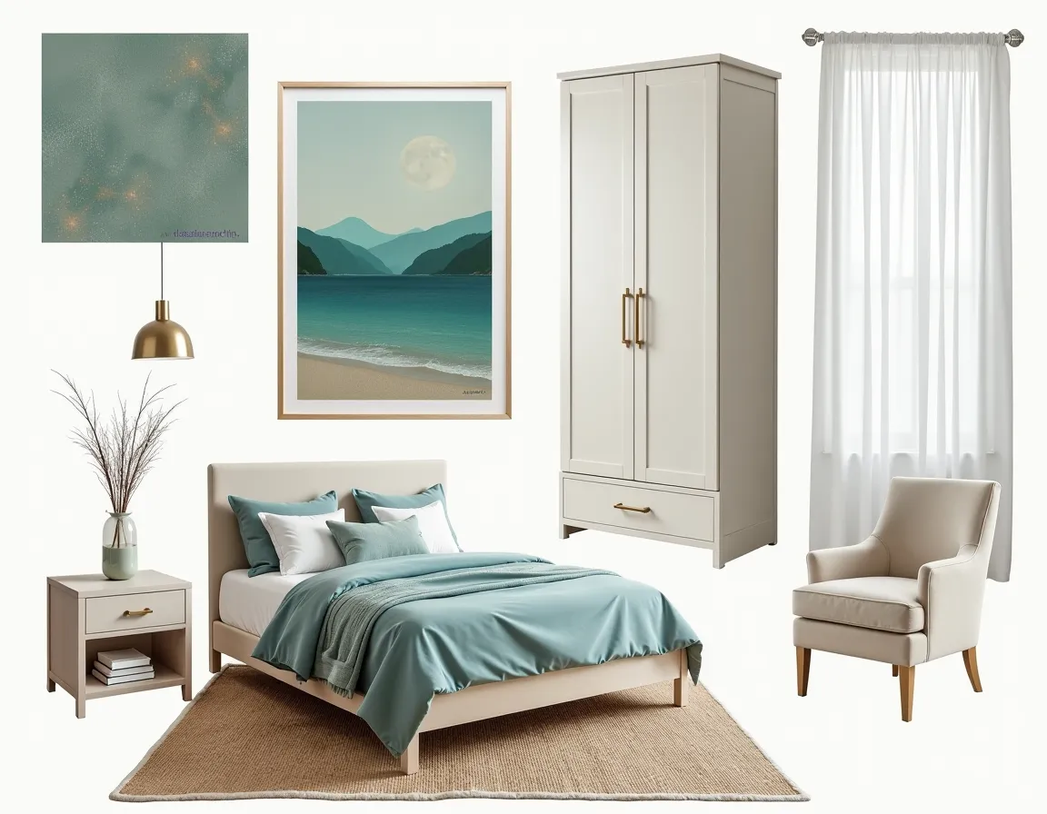 Tranquil Coastal Bedroom Design: White, Blue & Green Bliss