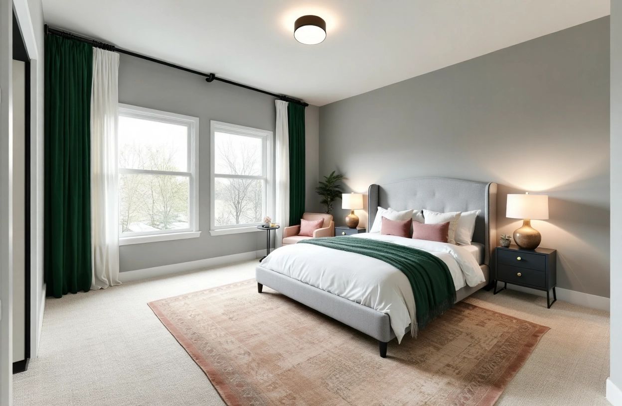 Gothic Bedroom Elegance with Forest Green & Dusty Rose
