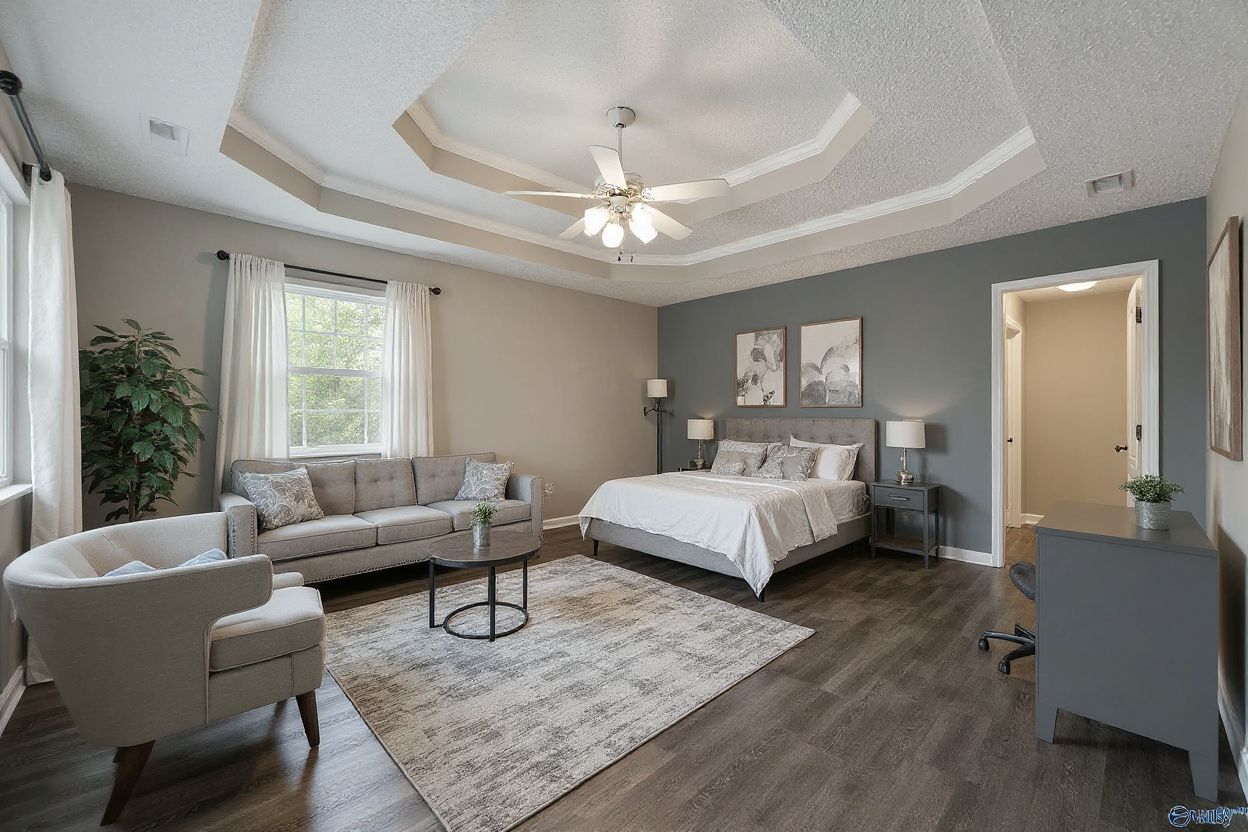Modern Bedroom Design with Slate Blue & Charcoal Harmony
