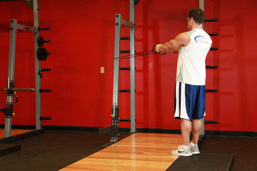 Back Flyes - With Bands — starting position, working the shoulders