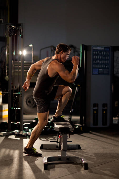 Bench Sprint — starting position, working the quads