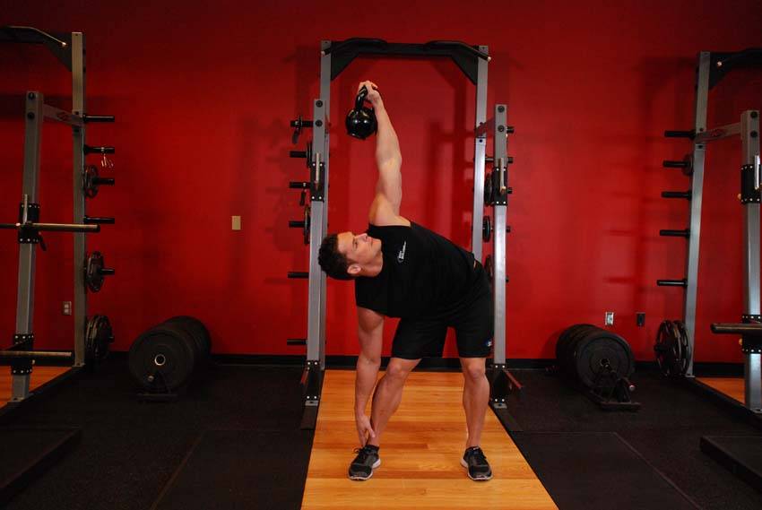 Bent Press — end position, working the abs