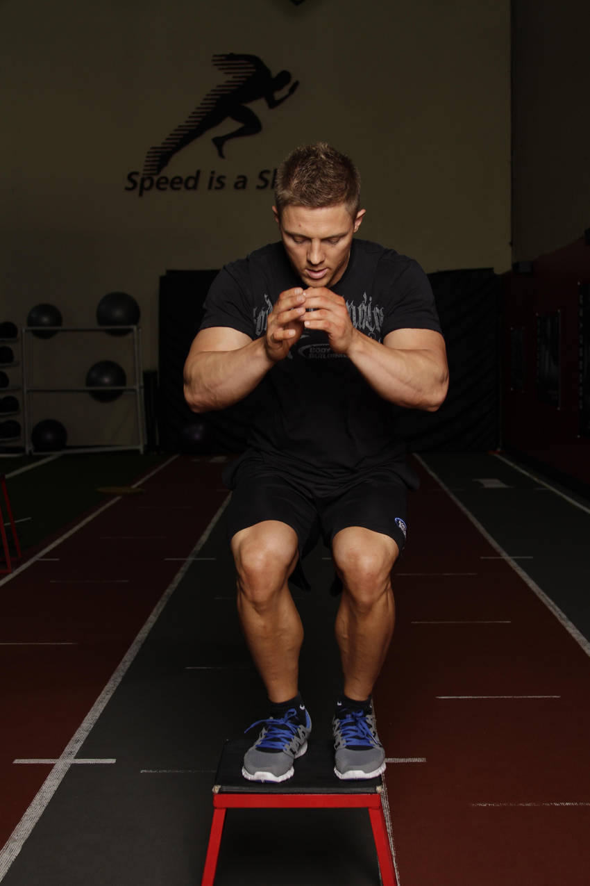 Box Jump (Multiple Response) — end position, working the hamstrings