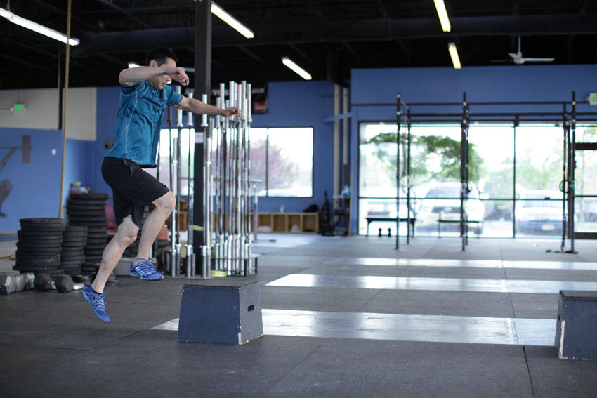 Box Skip — starting position, working the hamstrings