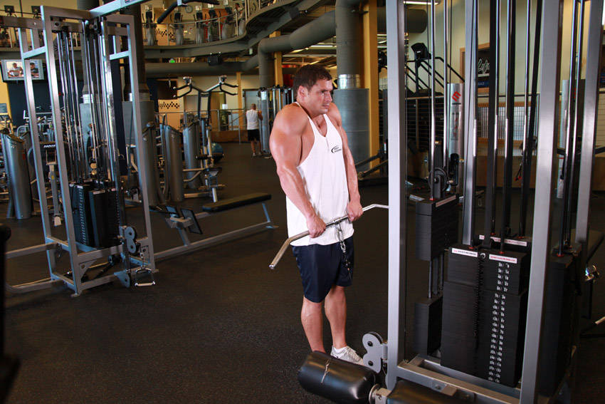Cable Shrugs — end position, working the traps