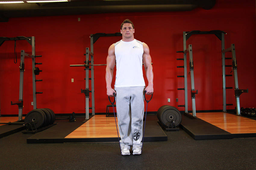 Calf Raises - With Bands — starting position, working the calves