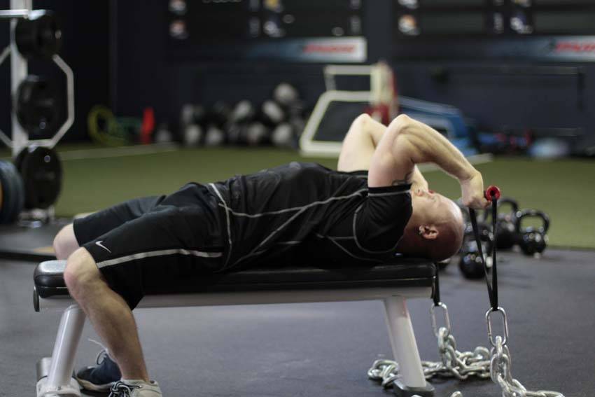 Chain Handle Extension — starting position, working the triceps