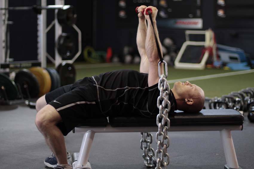 Chain Press — end position, working the chest