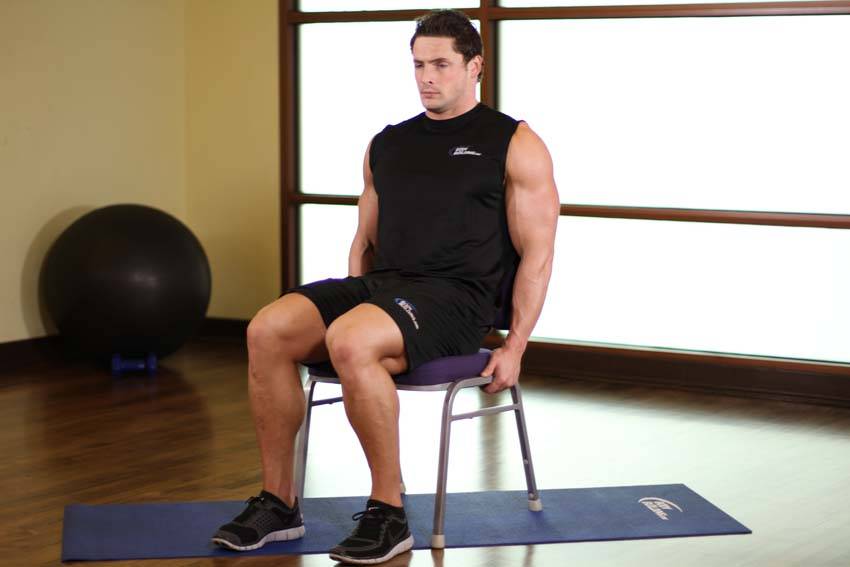 Chair Leg Extended Stretch — starting position, working the hamstrings