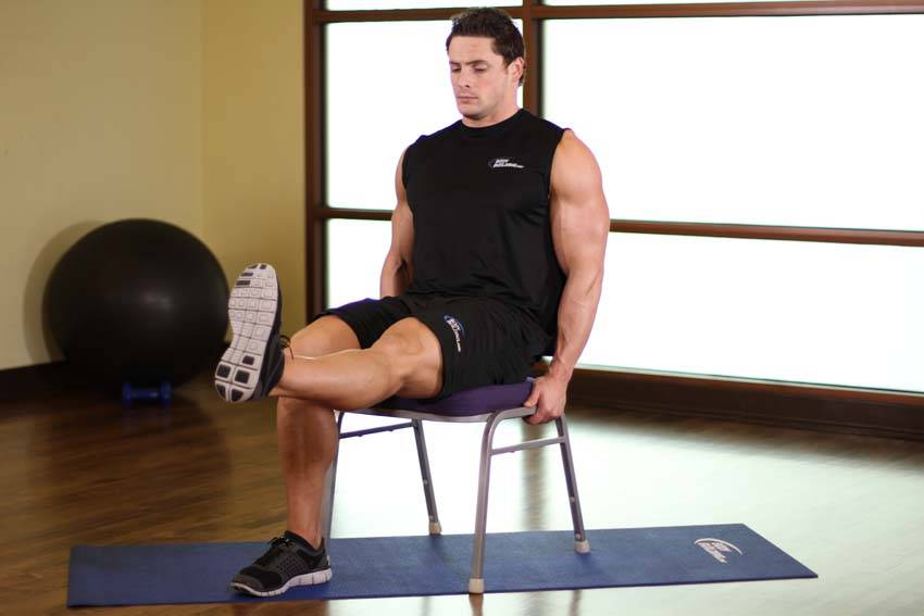 Chair Leg Extended Stretch — end position, working the hamstrings