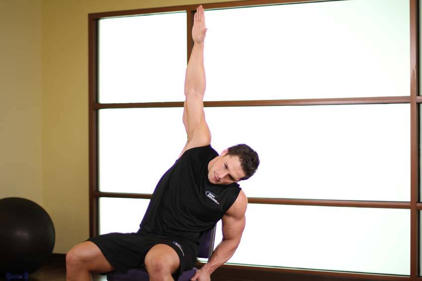 Chair Lower Back Stretch — starting position, working the lats