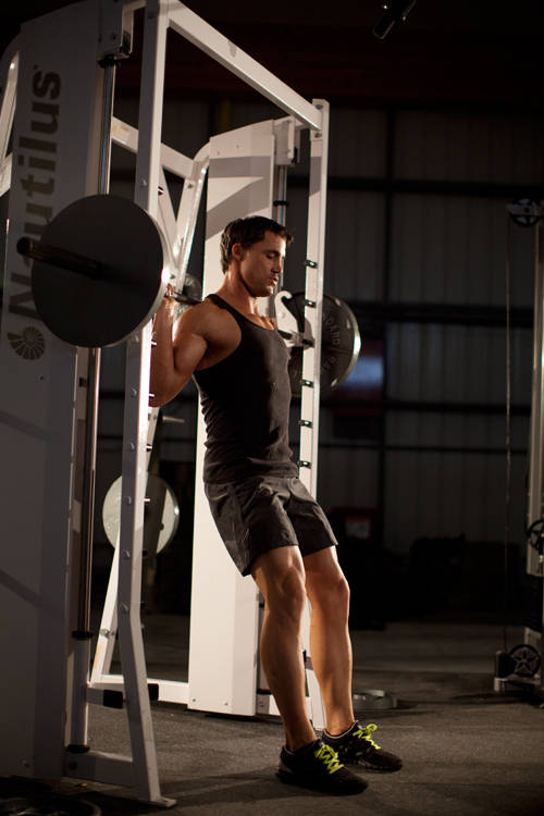 Chair Squat — starting position, working the quads