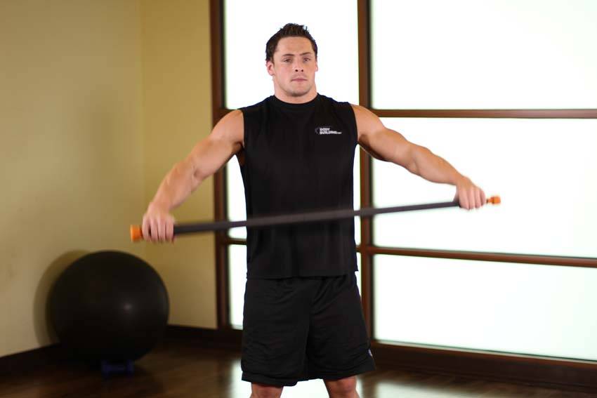 Chest And Front Of Shoulder Stretch — starting position, working the chest