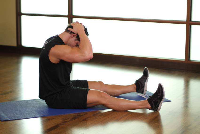 Chin To Chest Stretch — end position, working the neck