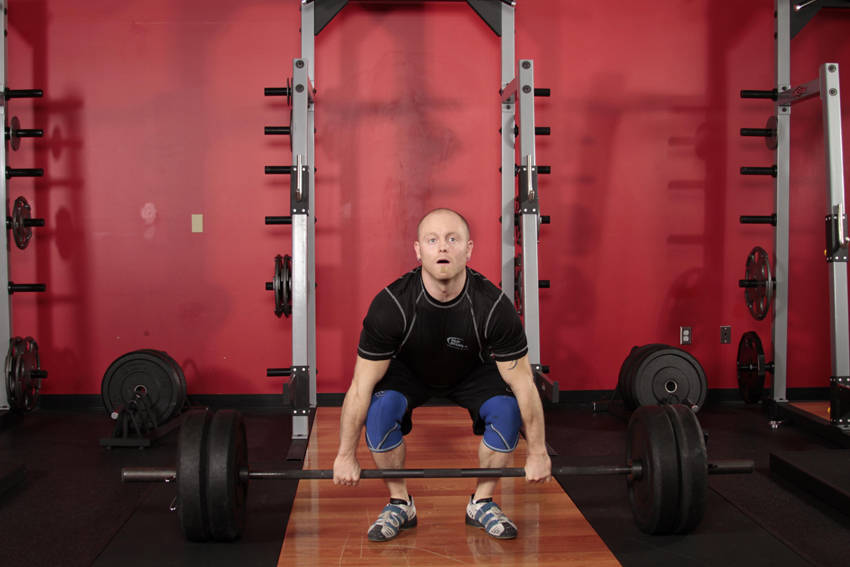 Clean Deadlift — starting position, working the hamstrings