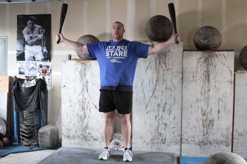 Crucifix — end position, working the shoulders