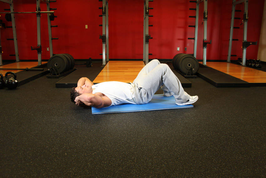 Crunches — starting position, working the abs