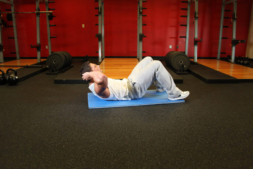 Crunches — end position, working the abs