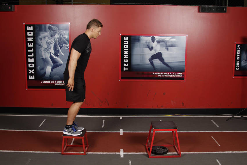 Depth Jump Leap — starting position, working the quads