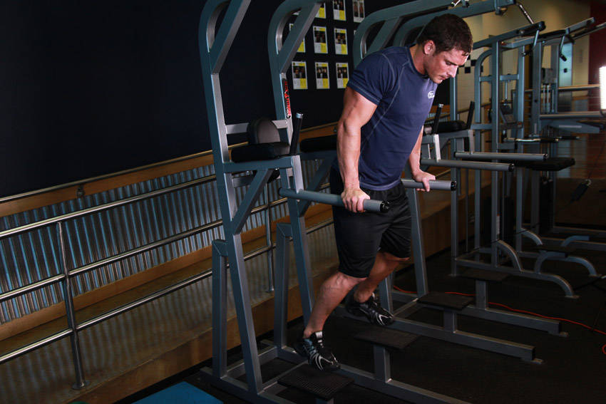 Dips - Chest Version — starting position, working the chest