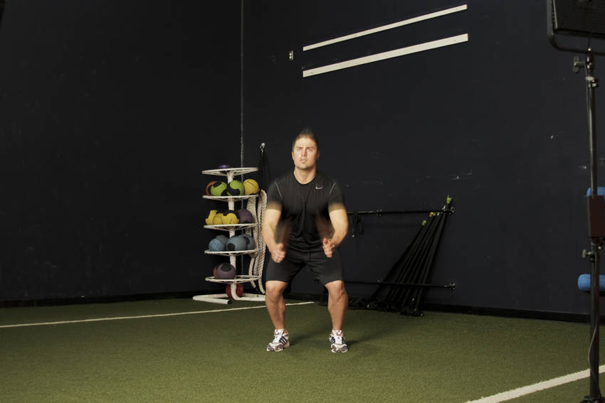 Double Leg Butt Kick — starting position, working the quads