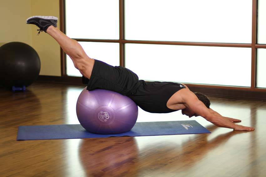 Downward Facing Balance — end position, working the glutes
