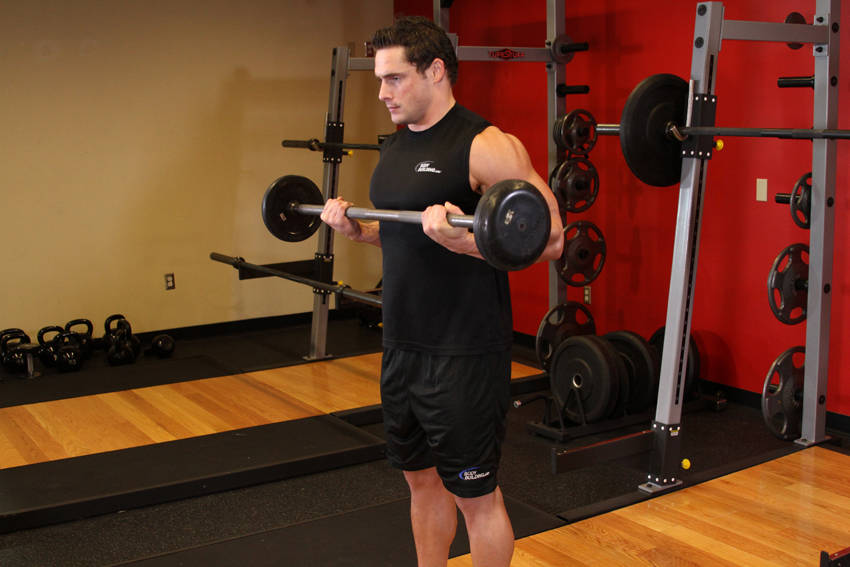 Drag Curl — end position, working the biceps