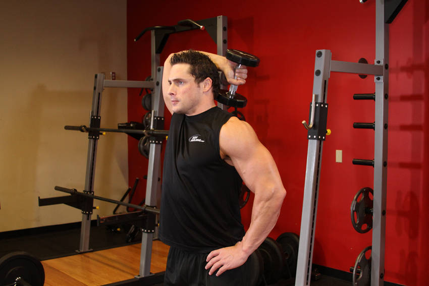 Dumbbell One-Arm Triceps Extension — starting position, working the triceps