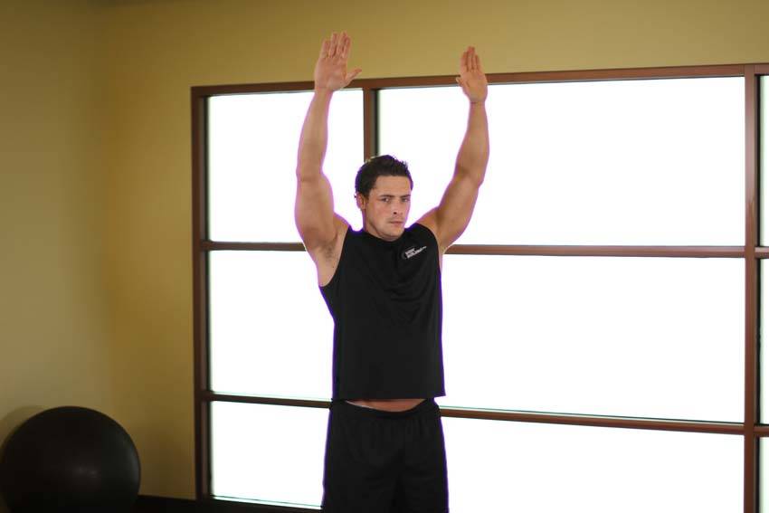 Dynamic Back Stretch — end position, working the lats