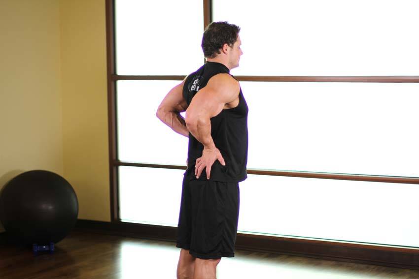 Elbows Back — end position, working the chest