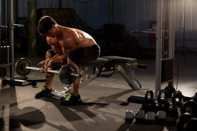 Finger Curls — starting position, working the forearms
