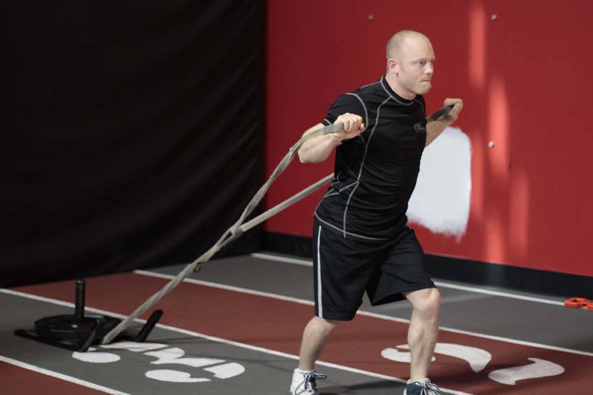 Forward Drag with Press — starting position, working the chest