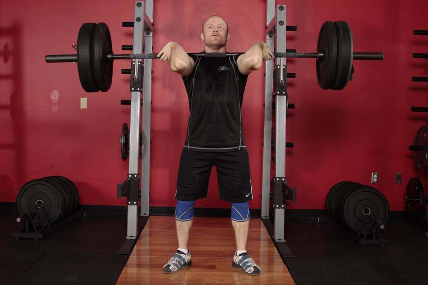 Front Squat (Clean Grip) — starting position, working the quads