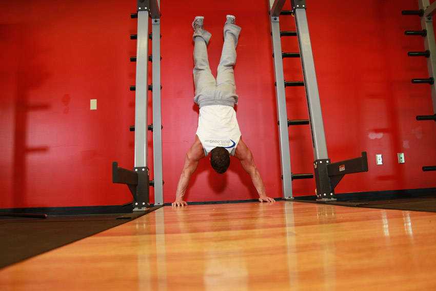 Handstand Push-Ups — starting position, working the shoulders