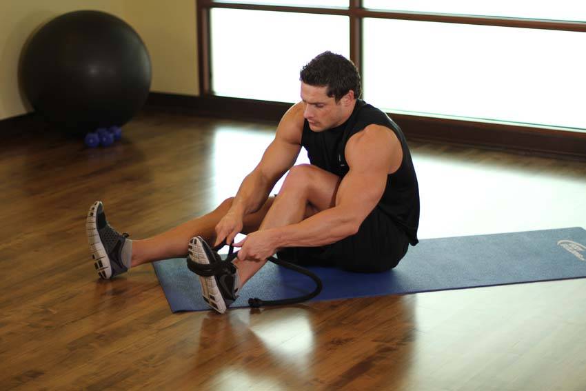 Intermediate Groin Stretch — starting position, working the hamstrings