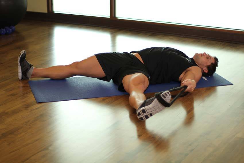 Intermediate Groin Stretch — end position, working the hamstrings