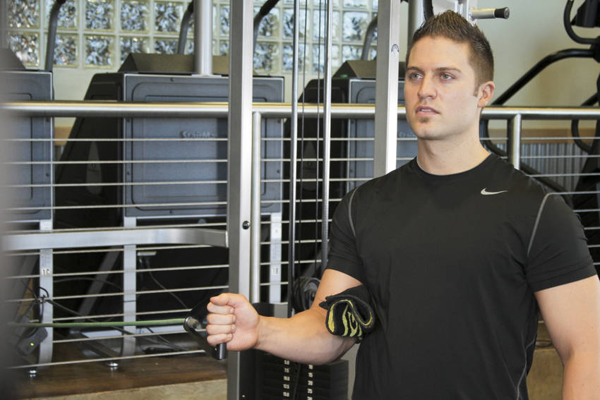 Internal Rotation with Band — starting position, working the shoulders