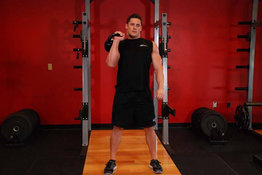 Kettlebell Dead Clean — end position, working the hamstrings