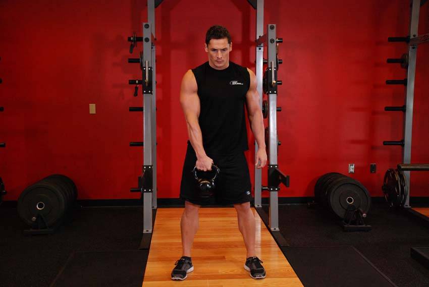 Kettlebell Hang Clean — starting position, working the hamstrings