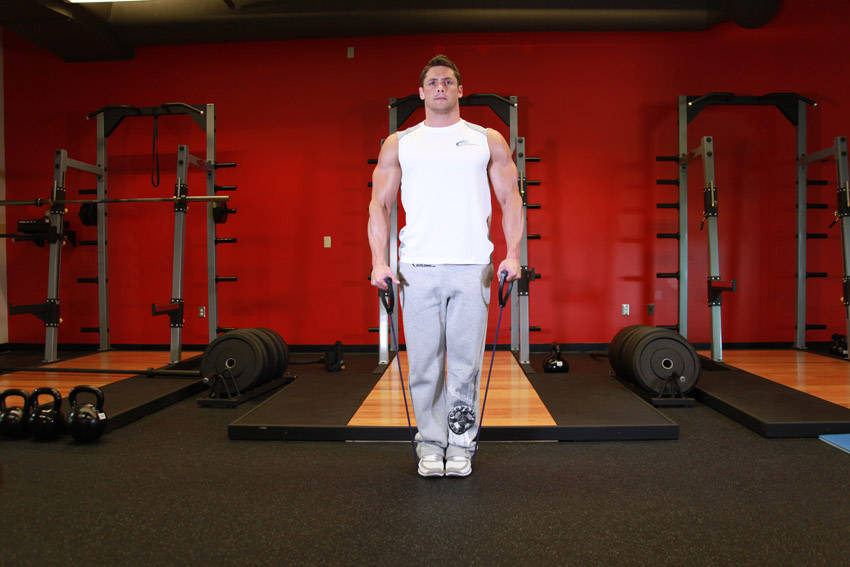 Lateral Raise - With Bands — starting position, working the shoulders